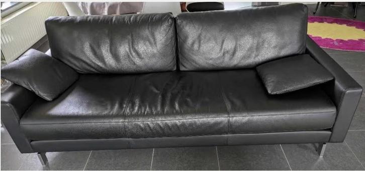Siège Rolf Benz 3 places en cuir noir, Maison & Meubles, Canapés | Salons, Comme neuf, Banc droit, Trois personnes, Cuir, Enlèvement