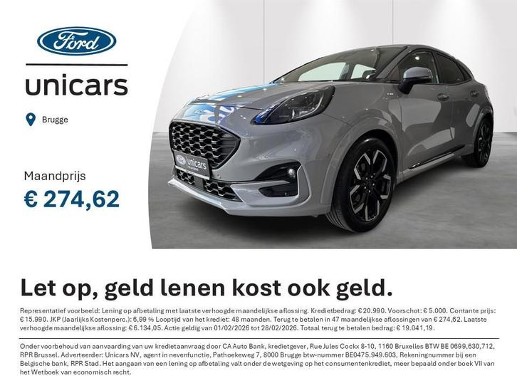 Ford Puma 1.0i Ecoboost mHEV 114kW ST-Line X, Auto's, Ford, Bedrijf, Te koop, Puma, Airconditioning, Bluetooth, Climate control