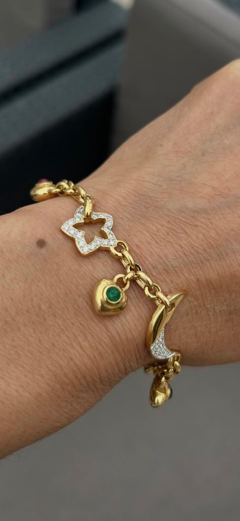 Bracelet neuf or 18k avec 0,55ct diamants !, Handtassen en Accessoires, Armbanden, Nieuw, Goud, Goud, Met bedels of kralen, Met edelsteen