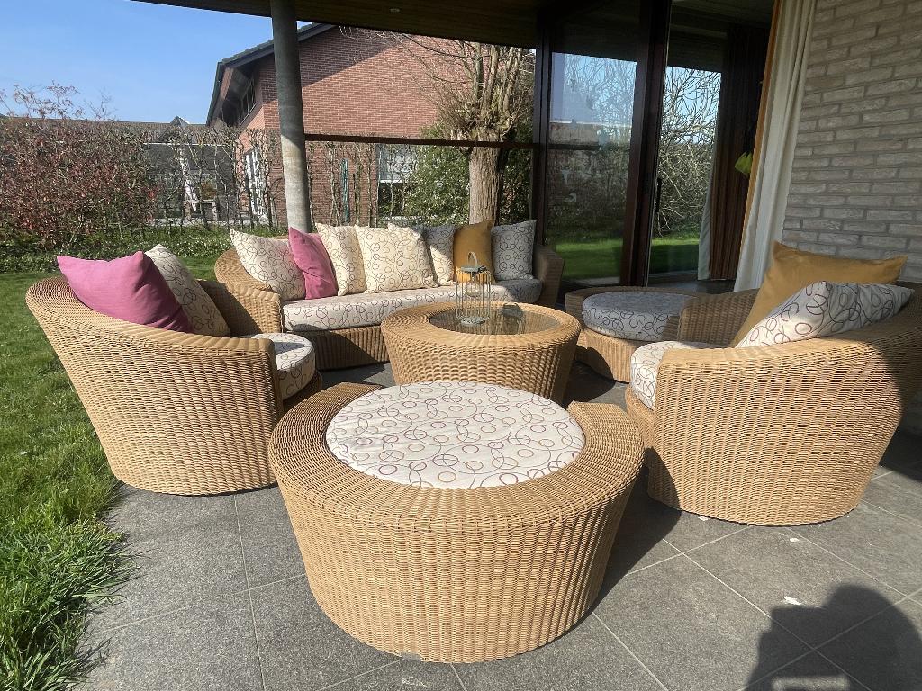 DEDON HEMISPHERE loungeset, Jardin & Terrasse, Ensembles de jardin, Utilisé, Sets de jardin, Synthétique, 7 places, Banque, Table d'appoint
