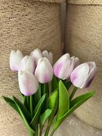 5 tulipes artificielles lila blanc bicolore, Ophalen of Verzenden, Nieuw