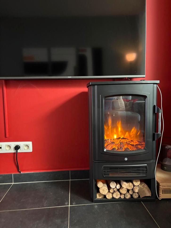 Elektrische houtkachel met verwarming, Maison & Meubles, Cheminées, Comme neuf, Cheminée électrique, Enlèvement