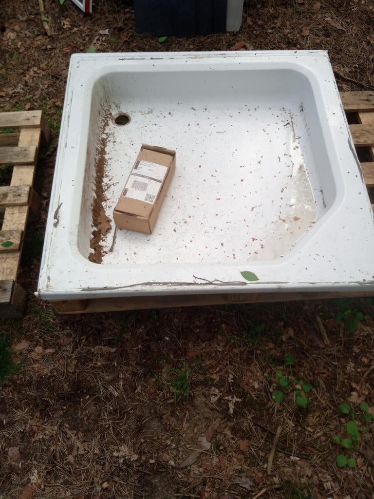 Douchebak polyester met complete doorzichtige wand, Ophalen