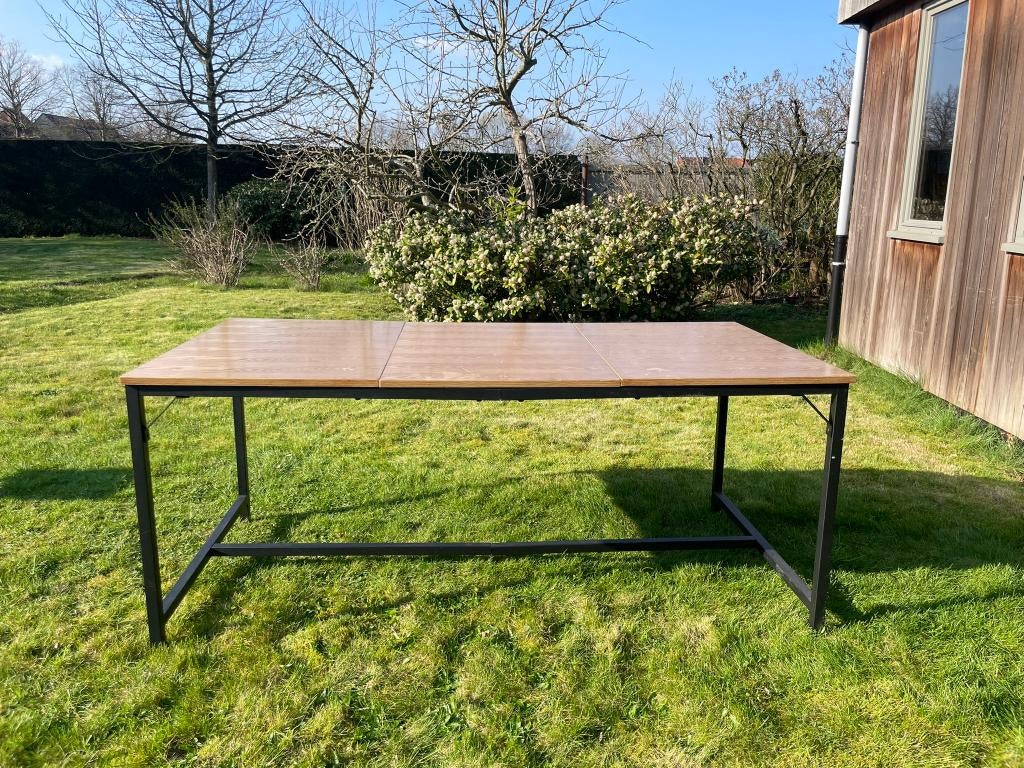 Tafel met houten blad, Ophalen, Gebruikt, Bruin