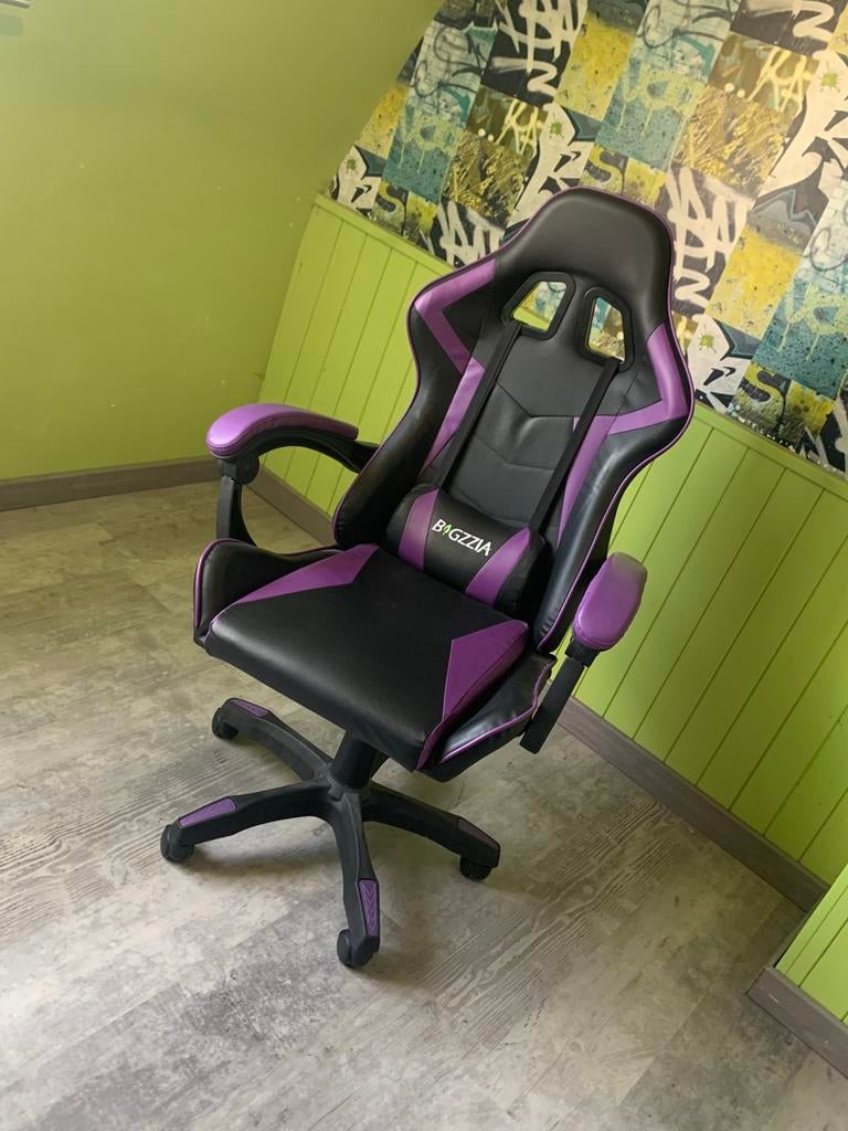 Paarse gaming stoel van Bigzzia, Huis en Inrichting, Bureaustoelen, Ophalen, Paars, Zo goed als nieuw, Gaming bureaustoel