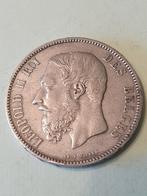 5 frank zilver leopold 2 prachtige munt van 1875, Monnaie en vrac, Argent, Enlèvement, Argent