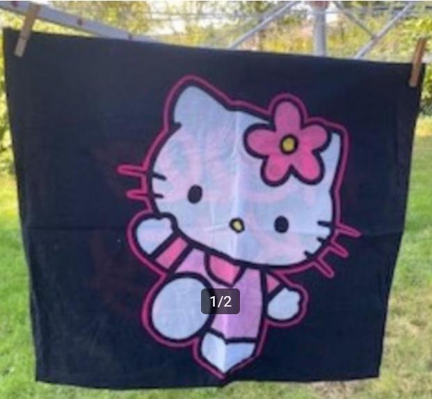 Bedset dekbedovertrek + kussensloop 1 pers. Hallo Kitty, Gebruikt, Jongetje of Meisje, Zwart, Dekbedovertrek