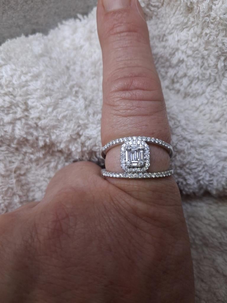 Bague en or blanc 18k diamant naturel neuve, Bijoux, Sacs & Beauté, Bagues, Neuf, Enlèvement ou Envoi, Or, Blanc