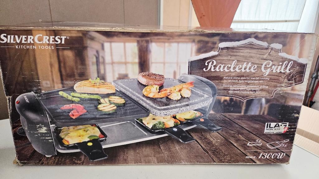 Raclette grill SilverCrest avec plaque en pierre naturelle, Electroménager, Appareils à gourmet, Utilisé, 4 à 7 personnes, Enlèvement