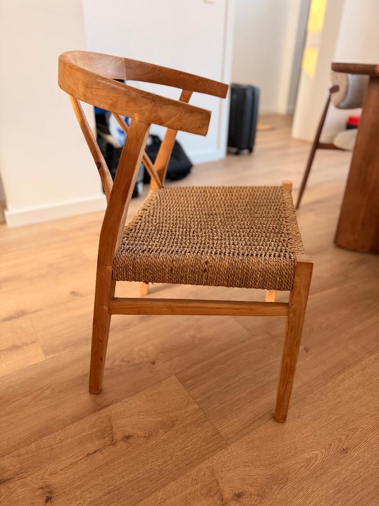 4 Chaises en bois, Comme neuf, Brun, Enlèvement, Osier ou Rotin