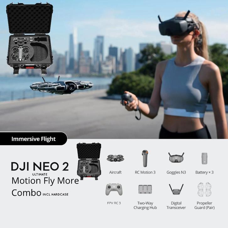 DJI NEO 2 MOTION ULTIMATE FLY MORE COMBO INCL HARDCASE, Audio, Tv en Foto, Drones, Nieuw, Cameradrone, Standaardkwaliteit, DJI