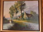 2 antiek landschap schilderij gesigneerd 72 x 61 cm, Ophalen of Verzenden