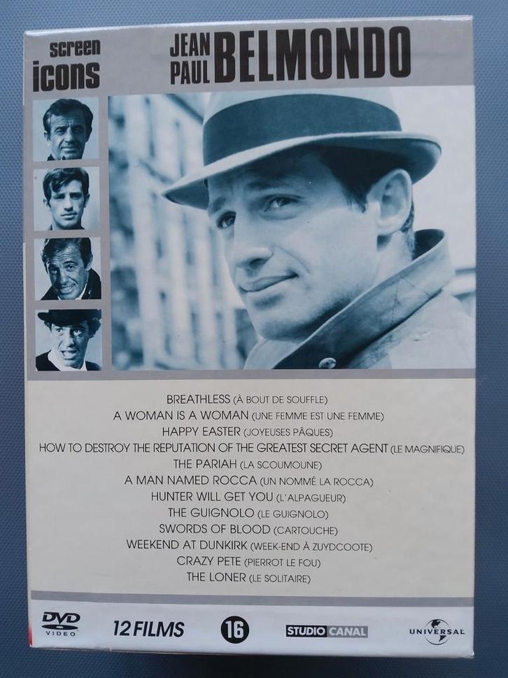 SCREEN ICONS  JEAN PAUL BELMONDO  12 FILMS  (16), Cd's en Dvd's, Dvd's | Klassiekers, Zo goed als nieuw, Ophalen of Verzenden