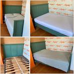 Twijfelaar brocante (125) incl. lattenbodem en ev. matras, Huis en Inrichting, Slaapkamer | Bedden, Ophalen, Gebruikt, Groen, Hout