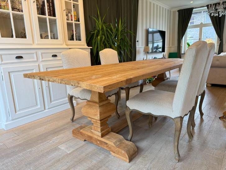 Zware massieve Kloostertafel van oude teak - 240x100, Huis en Inrichting, Tafels | Eettafels, Nieuw, 100 tot 150 cm, 200 cm of meer