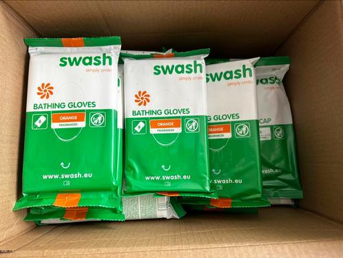 Swash Bathing Gloves / Vochtige washandjes + shampoo cap, Diversen, Verpleegmiddelen, Nieuw, Ophalen