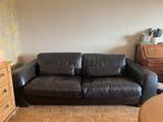 Lederen zetel 3-zit donkerbruin, Huis en Inrichting, Ophalen, Gebruikt, 150 tot 200 cm, Driepersoons