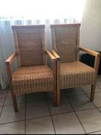 2 mooie rieten, houten stoelen, Enlèvement ou Envoi