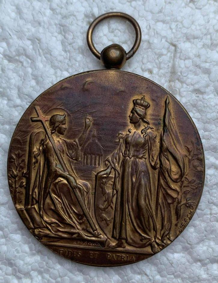 Medaille, Penning, Mechelen 1909 Katholiek Congres, Postzegels en Munten, Penningen en Medailles, Brons, Ophalen of Verzenden