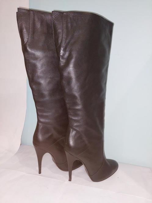 603C* Tommy Hilfiger sexy zwarte leren laarzen (42), Kleding | Dames, Schoenen, Gedragen, Hoge laarzen, Zwart, Verzenden