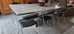 Granieten tafel met 6 stoelen, Ophalen, Zo goed als nieuw