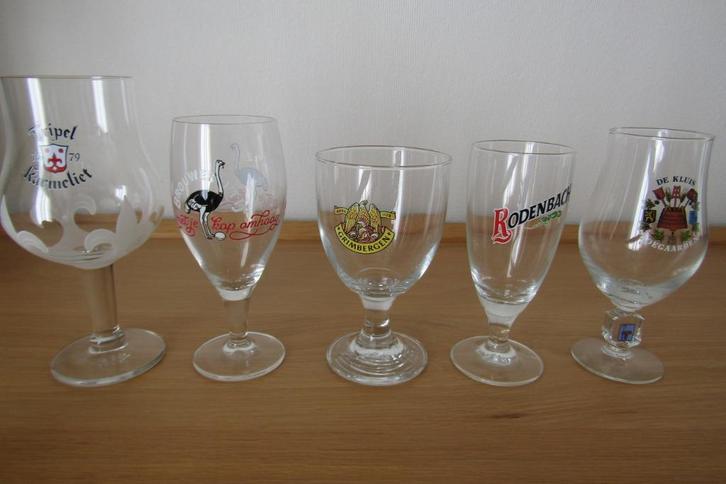 4 bierglazen (Het IJ is verkocht) + 1 Troubadourglas, Verzamelen, Glas en Drinkglazen, Nieuw, Ophalen of Verzenden