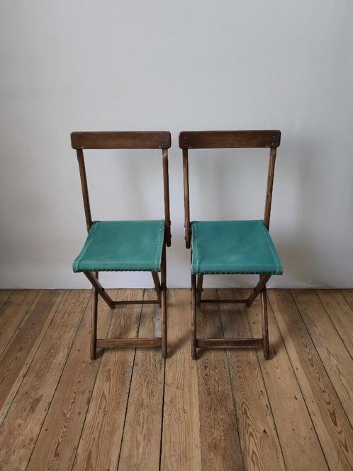 Vintage opvouwbare stoelen hout en canvas stof tuin/camping, Tuin en Terras, Tuinstoelen, Zo goed als nieuw, Hout, Inklapbaar