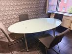 Ovalen eettafel glas, Huis en Inrichting, Tafels | Eettafels, Ophalen, Gebruikt, 100 tot 150 cm, Glas