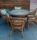 Rotan tafel en 4 stoelen tuin/veranda set, Rotin, Enlèvement, Utilisé