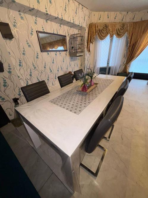 Witte Eettafel zonder stolen, Huis en Inrichting, Tafels | Eettafels, Gebruikt, 50 tot 100 cm, 200 cm of meer, Vijf personen of meer