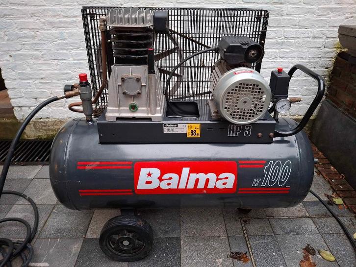 Compressor 10 Bar 100L 3HP (2.2kW) 230V eenfasig monophase, Doe-het-zelf en Bouw, Compressors, Zo goed als nieuw, 10 bar of meer