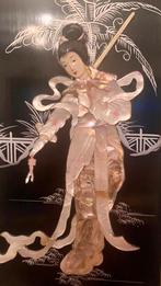 WONDERFUL SET OF 4 VINTAGE LACQUERED MOTHER PEARL INLAY WALL, Antiek en Kunst, Ophalen