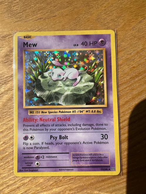 Mew 53/108 Evolutions Pokémonkaart Holo, Hobby en Vrije tijd, Verzamelkaartspellen | Pokémon, Zo goed als nieuw, Losse kaart, Foil