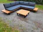 Loungeset acaciahout met aluminium onderstel en rugleuningen, Tuin en Terras, Ophalen, Zo goed als nieuw, Aluminium, Loungeset