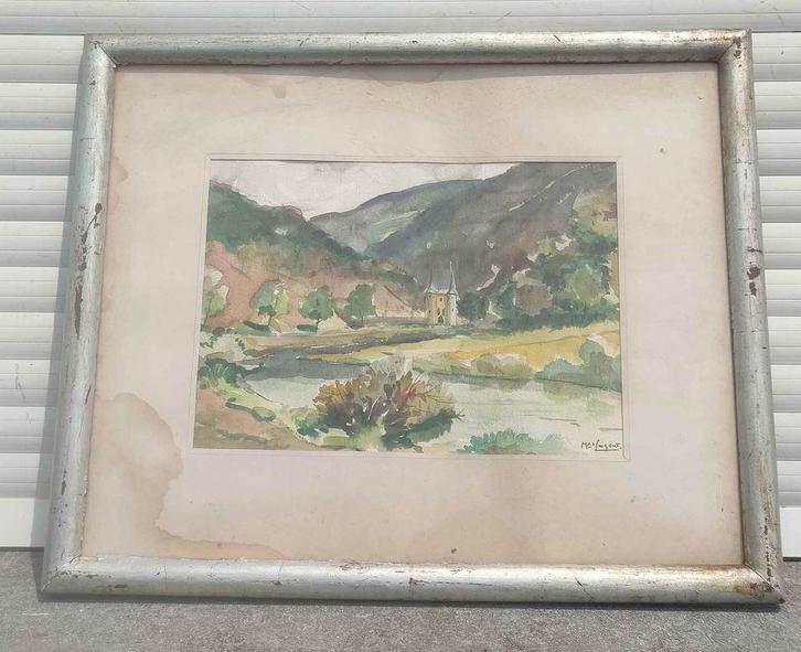 Aquarelle paysage signe max legout, Antiek en Kunst, Kunst | Schilderijen | Klassiek, Ophalen of Verzenden