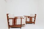 Armchairs set brutalism style off white corduroy