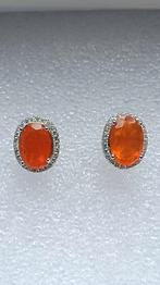 Oorbellen van sterling zilver uit Mexico met vuuropaal, Nieuw, Oranje, Ophalen of Verzenden, Met edelsteen