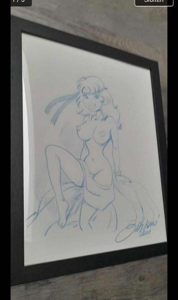 originele gesigneerde tekening van Di Sano - Rooie oortjes beschikbaar voor biedingen