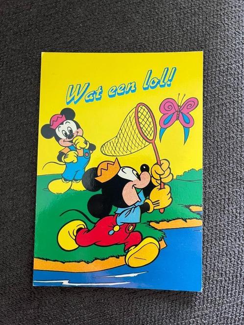 Postkaart Disney Mickey Mouse 'Wat een lol', Verzamelen, Disney, Zo goed als nieuw, Plaatje of Poster, Mickey Mouse, Verzenden