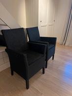 2 zwarte rotan zetels met kussens, Ophalen, Zo goed als nieuw, Zwart