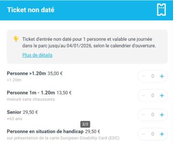 Lot de 3 ou 4 places Aqualibi (Entre le 9 et 21 Nov.) beschikbaar voor biedingen