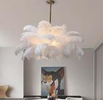 Prachtige witte en gouden kroonluchter - struisvogelveren -, Ophalen, Nieuw