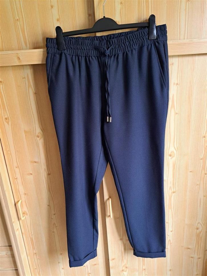Broek met elastische taille marineblauw maat 44, Kleding | Dames, Broeken en Pantalons, Zo goed als nieuw, Maat 42/44 (L), Blauw