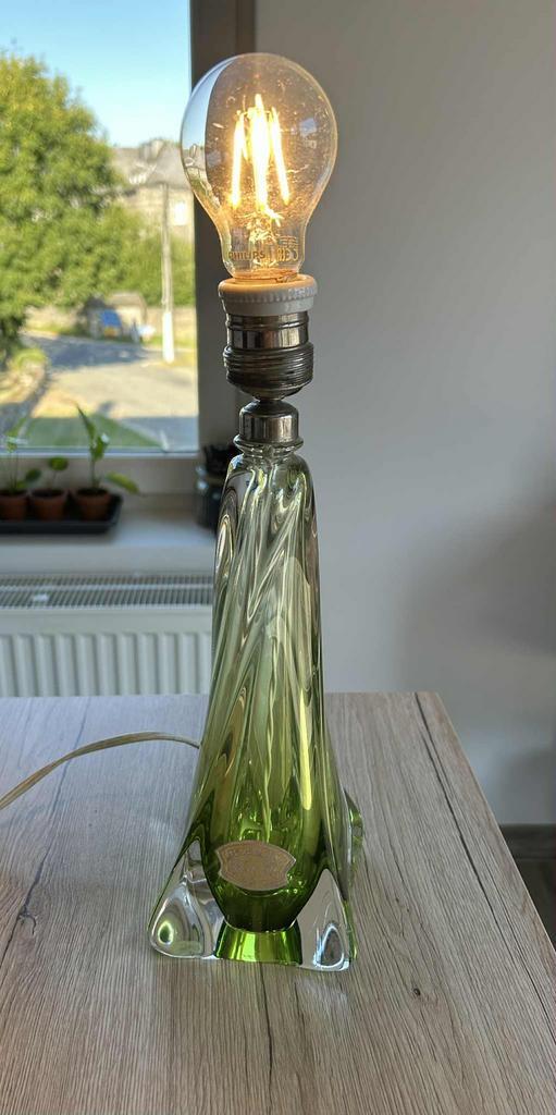 Lampe en cristal Val Saint-Lambert – vintage, signée, Antiek en Kunst, Antiek | Verlichting, Ophalen