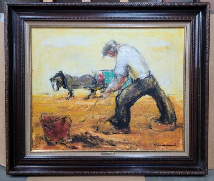 Karel Jan VAN DEN HEUVEL, oogsttafereel, Antiquités & Art, Art | Peinture | Classique, Enlèvement