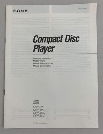 Lecteur de disques compacts Sony CDP-390 CDP-190 CDP-M39 CDP