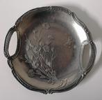 Tinnen sierbord met bloemmotief., Ophalen, Zo goed als nieuw