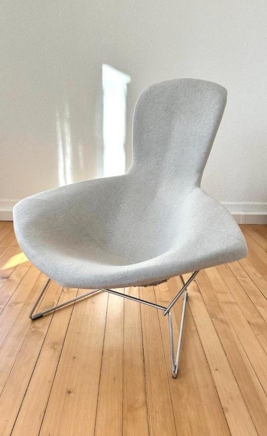 Fauteuil Bertoia Bird à dossier haut (Knoll, chrome), Antiquités & Art, Antiquités | Meubles | Chaises & Canapés, Enlèvement ou Envoi