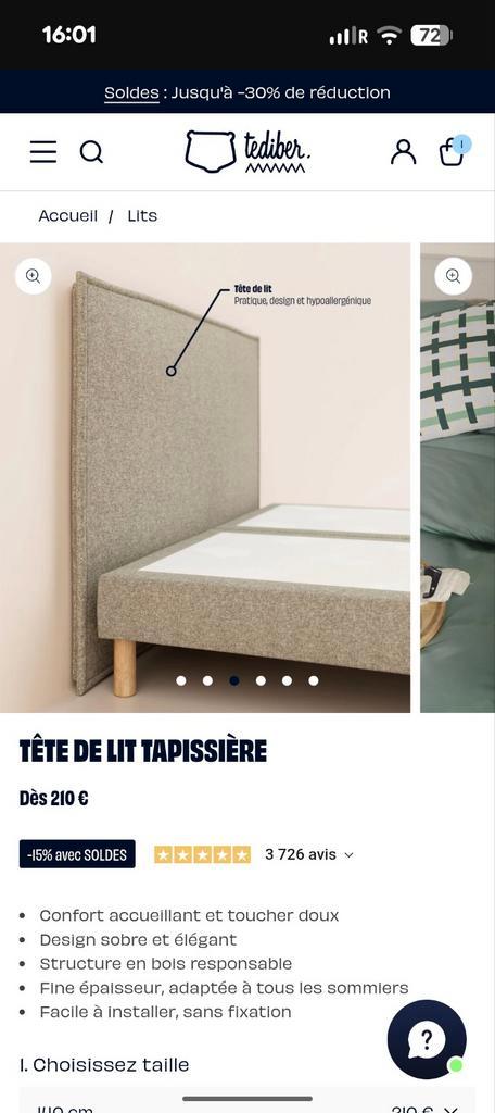 Bed Tediber 140-190 cm, Huis en Inrichting, Slaapkamer | Matrassen en Bedbodems, Nieuw, Bedbodem, 140 cm, 190 cm of minder, Tweepersoons