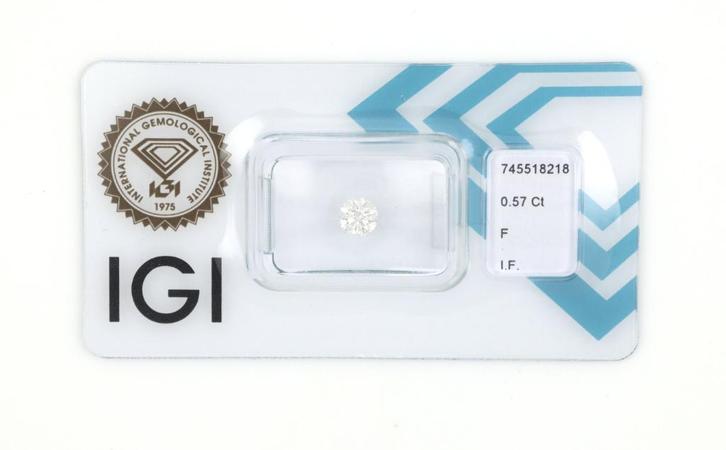 Natuurlijke diamant 0,57 ct–Rond briljant–Triple Excellent, Handtassen en Accessoires, Edelstenen, Nieuw, Ophalen of Verzenden